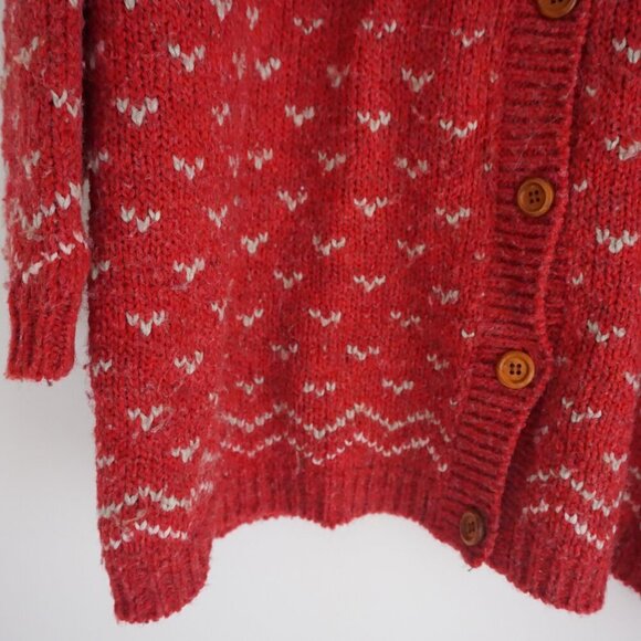 Vintage Encore Tricot Red 10% Wool Knit Icelandic Button Cardigan Sweater XL - Picture 6 of 16